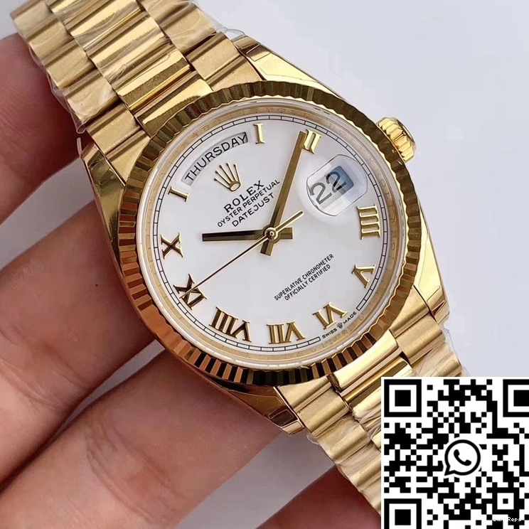 M128238 Rolex EW Scale Factory Day-Date Roman Time Dial White 0117